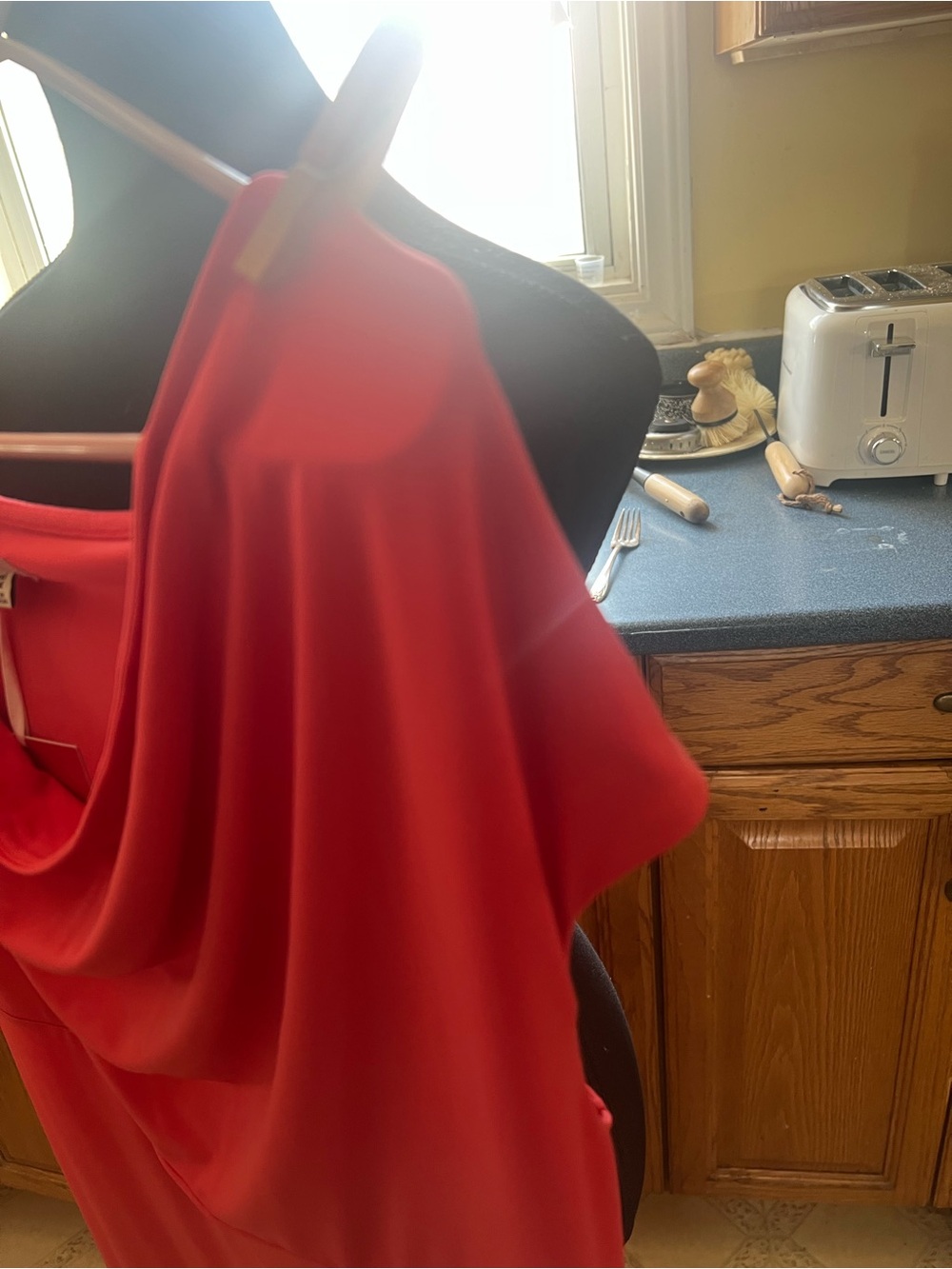 Old Navy Red one shoulder Midi Dress - Picture 3 of 9